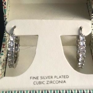 CZ eternity hoop earrings. Never worn.